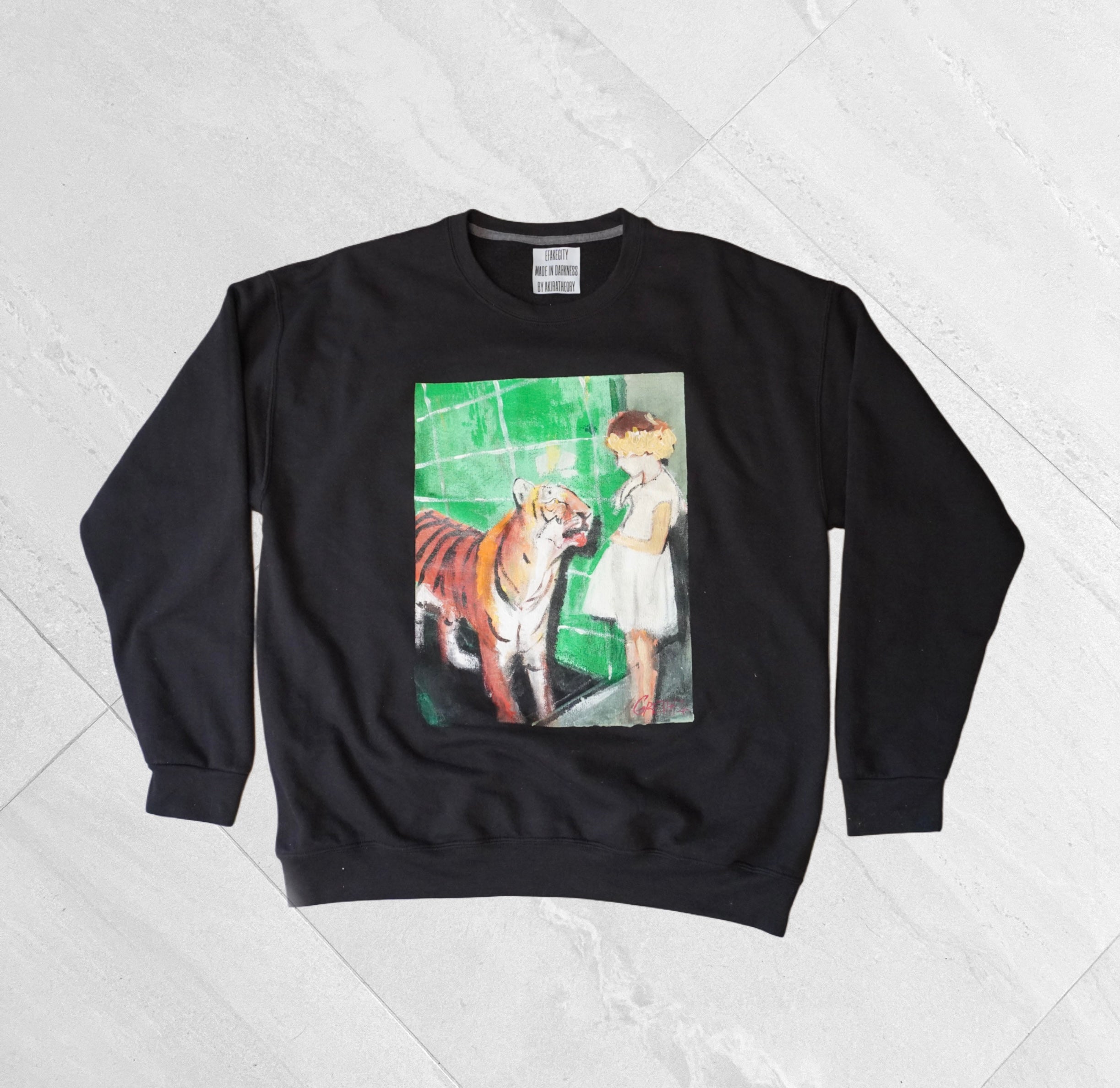 Black Crewneck – Girl & Tiger