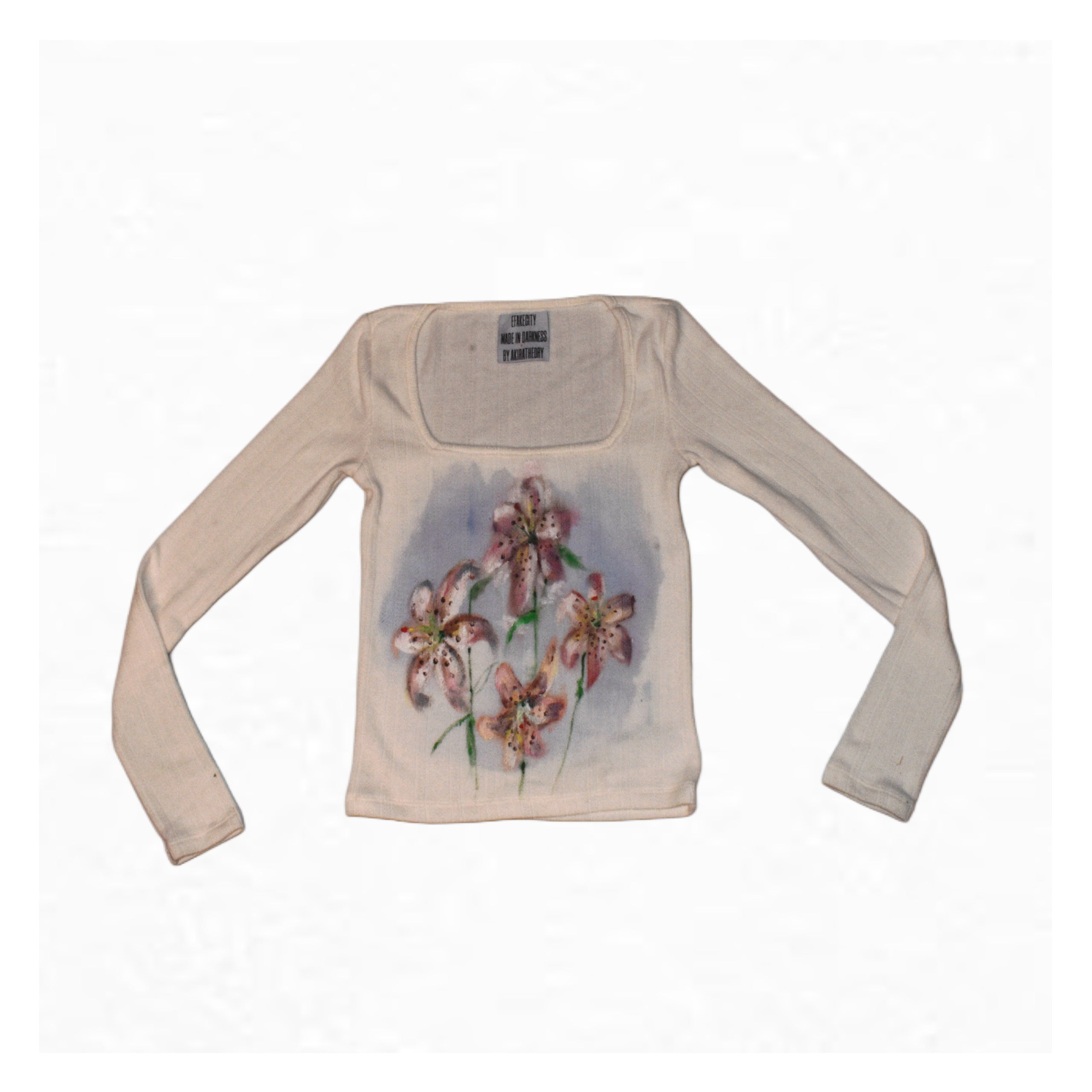 Long-Sleeve Floral Square-Neck Top